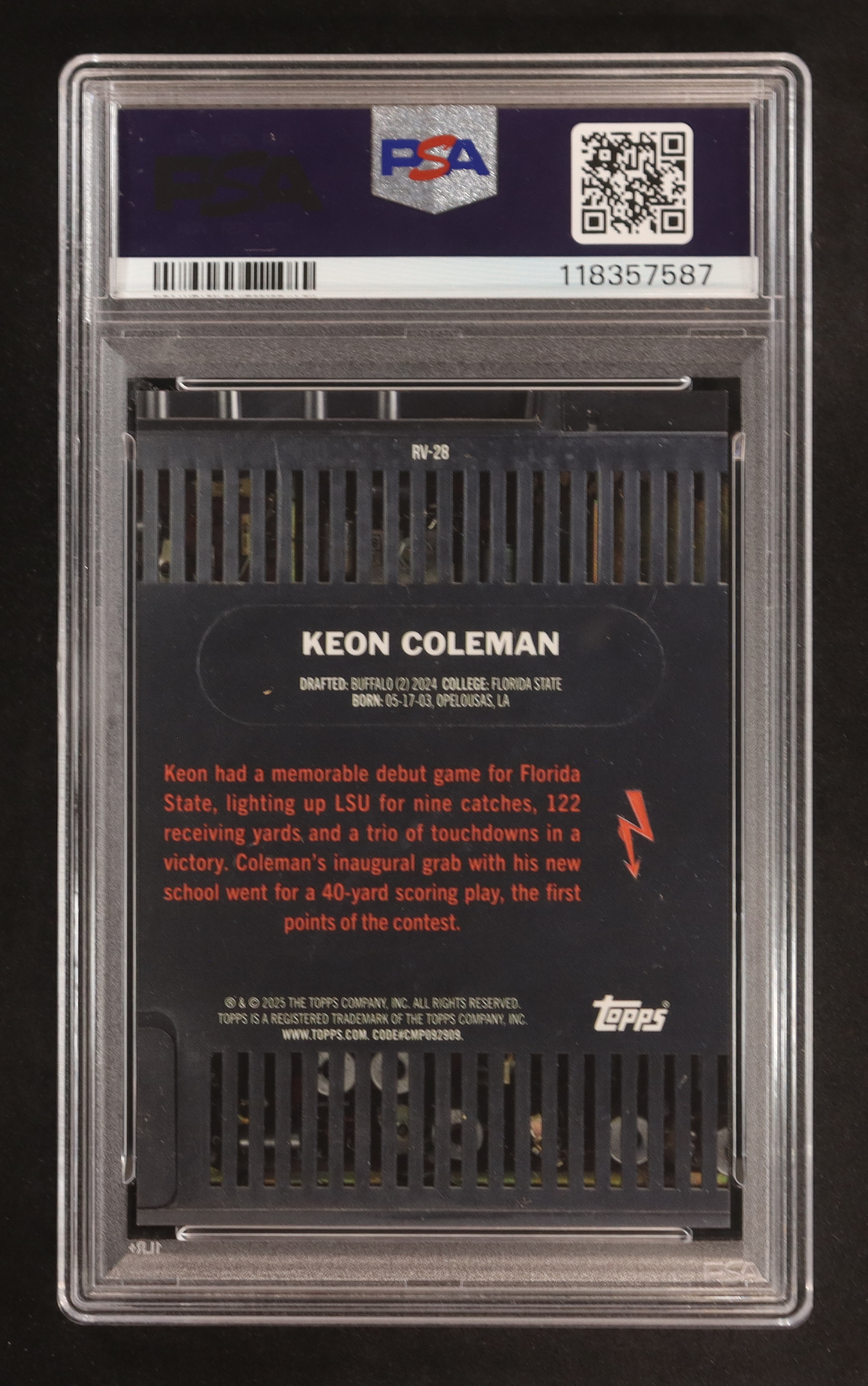 Keon Coleman 2024 Topps Resurgence Retro Vision #RV28 RC (PSA 10) at PristineAuction.com Keon Coleman 2024 Topps Resurgence Retro Vision #RV28 RC (PSA 10) at PristineAuction.com