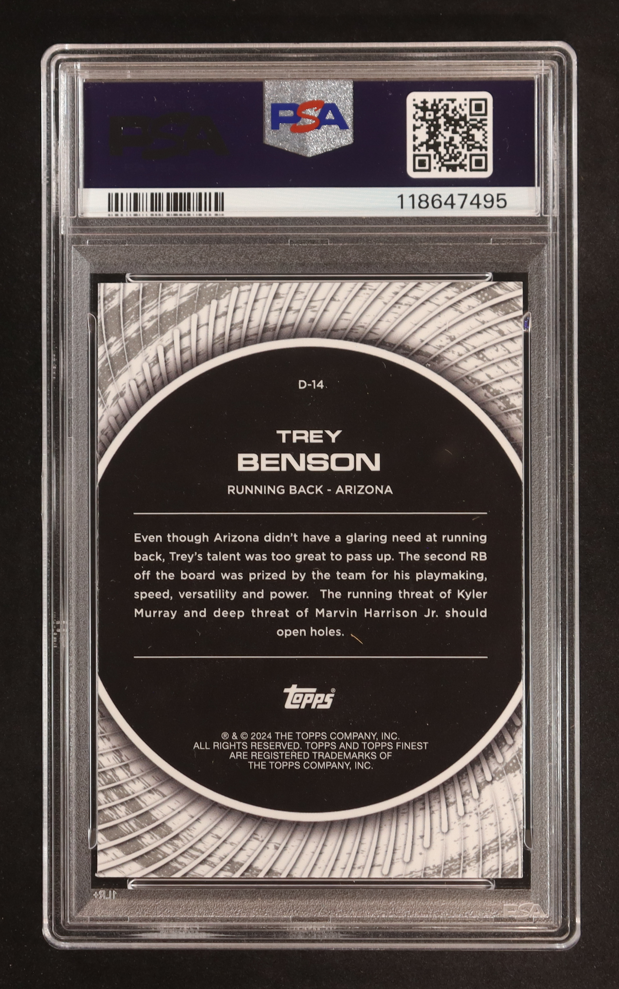 Trey Benson 2024 Finest Debuts Checkerboard Refractors #D14 RC (PSA 10) at PristineAuction.com Trey Benson 2024 Finest Debuts Checkerboard Refractors #D14 RC (PSA 10) at PristineAuction.com
