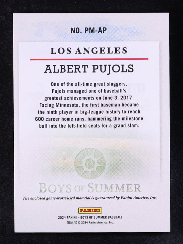 Albert Pujols 2024 Panini Boys of Summer Pastime Materials Holo Silver #25 #14/25 at PristineAuction.com Albert Pujols 2024 Panini Boys of Summer Pastime Materials Holo Silver #25 #14/25 at PristineAuction.com