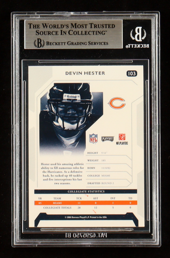 Devin Hester Signed 2006 Playoff NFL Playoffs #103 RC (GS) at PristineAuction.com Devin Hester Signed 2006 Playoff NFL Playoffs #103 RC (GS) at PristineAuction.com