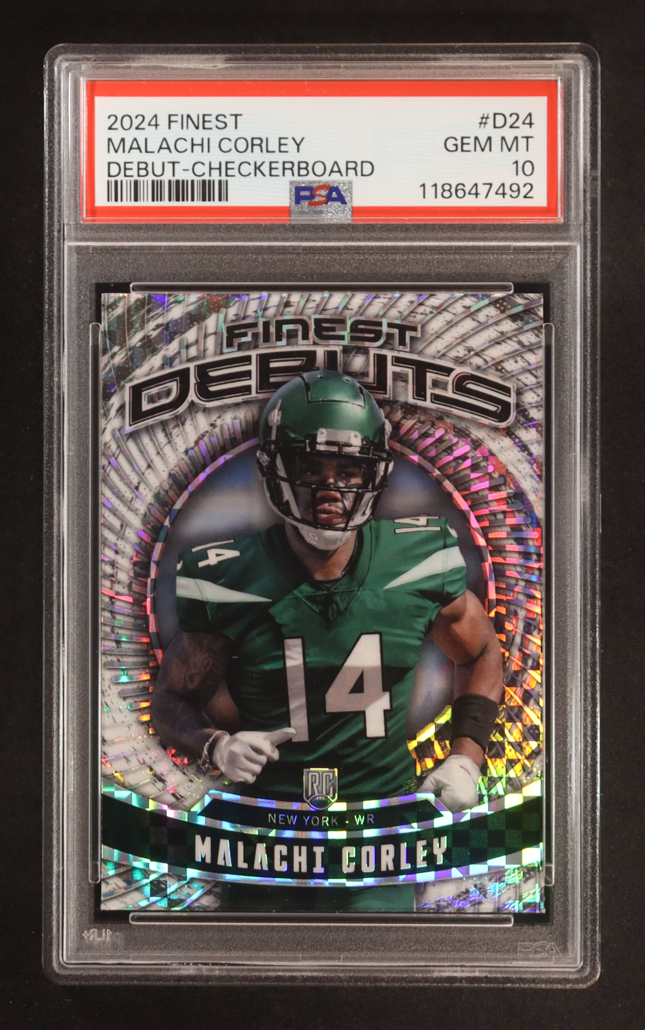 Malachi Corley 2024 Finest Debuts Checkerboard Refractors #D24 RC (PSA 10) at PristineAuction.com Malachi Corley 2024 Finest Debuts Checkerboard Refractors #D24 RC (PSA 10) at PristineAuction.com