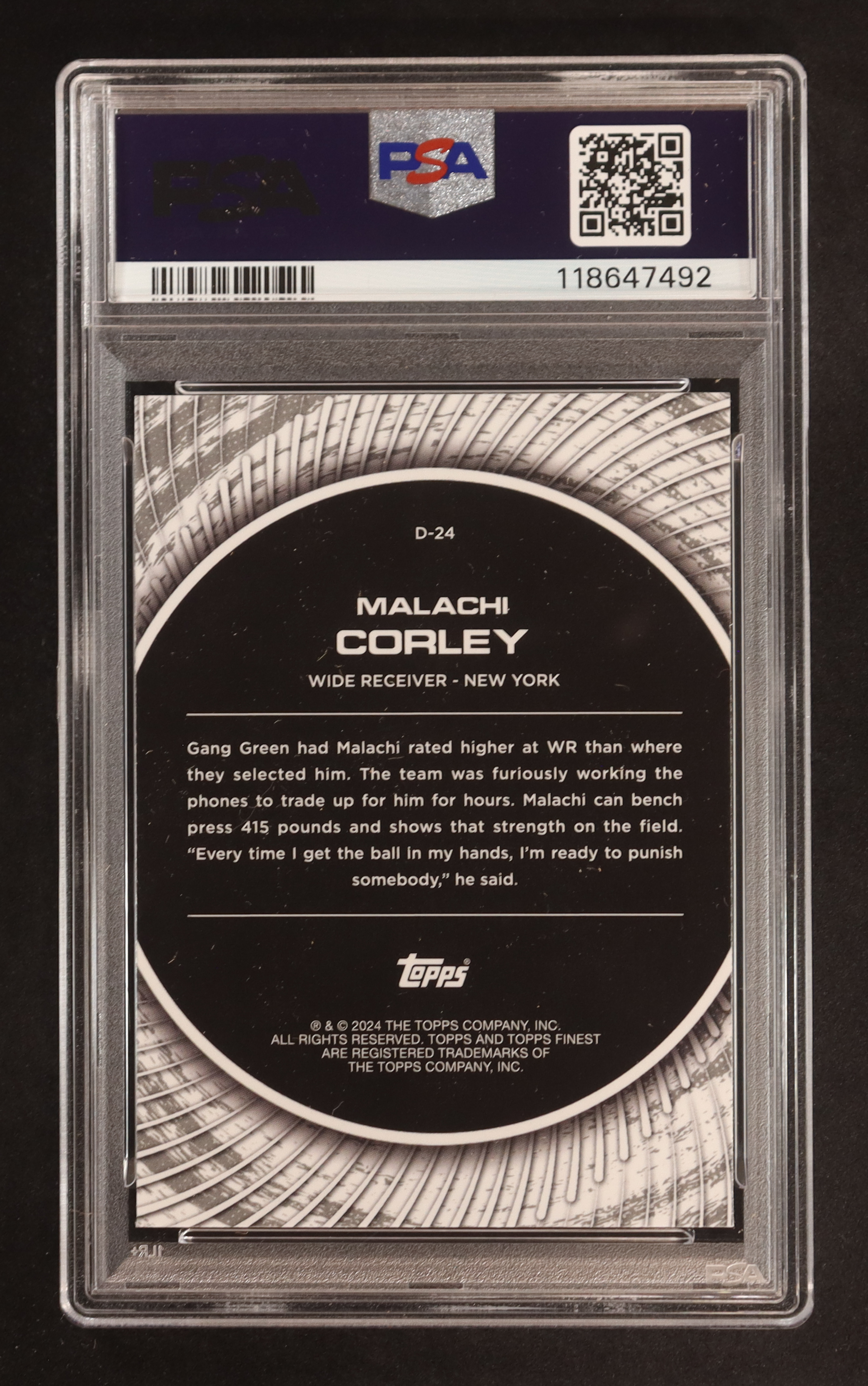 Malachi Corley 2024 Finest Debuts Checkerboard Refractors #D24 RC (PSA 10) at PristineAuction.com Malachi Corley 2024 Finest Debuts Checkerboard Refractors #D24 RC (PSA 10) at PristineAuction.com