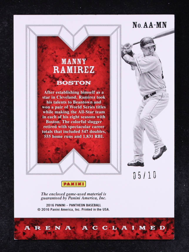 Manny Ramirez 2016 Panini Pantheon Arena Acclaimed Materials Gold #25 #05/10 at PristineAuction.com Manny Ramirez 2016 Panini Pantheon Arena Acclaimed Materials Gold #25 #05/10 at PristineAuction.com