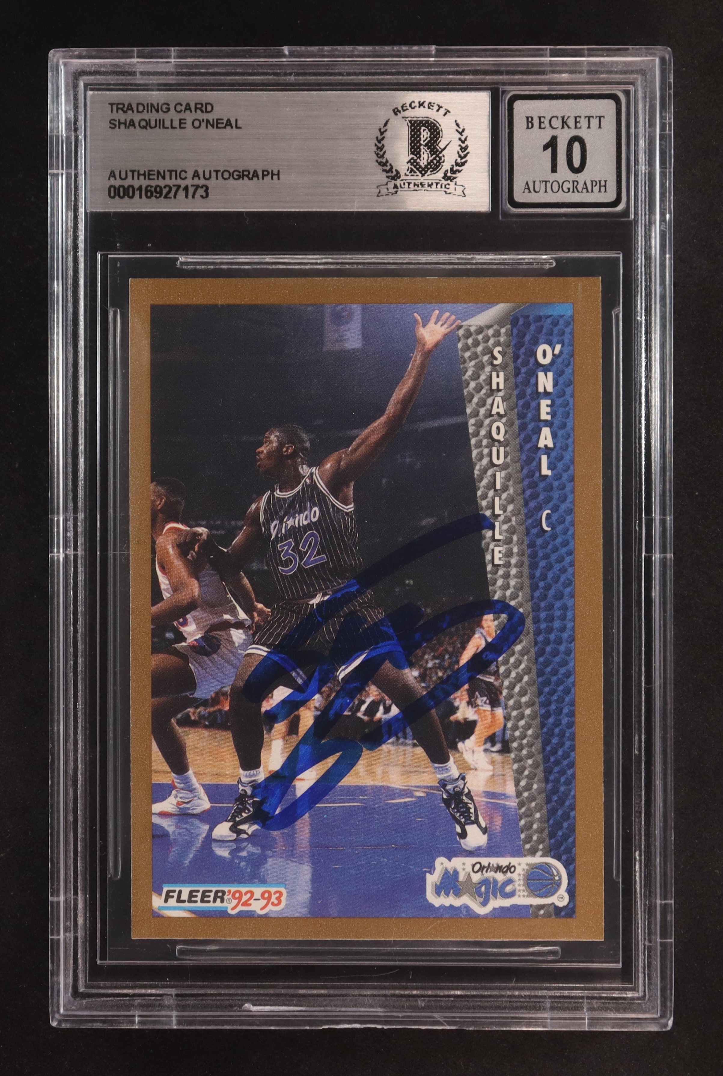 Shaquille O'Neal Signed 1992-93 Fleer #401 RC (BGS | Auto Grade 10) at PristineAuction.com Shaquille O'Neal Signed 1992-93 Fleer #401 RC (BGS | Auto Grade 10) at PristineAuction.com