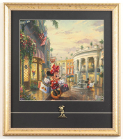 Thomas Kinkade "Minnie Mouse Goes Shopping In Beverly Hills" Custom Framed Print Display with Brass Minnie Mouse Pin at PristineAuction.com