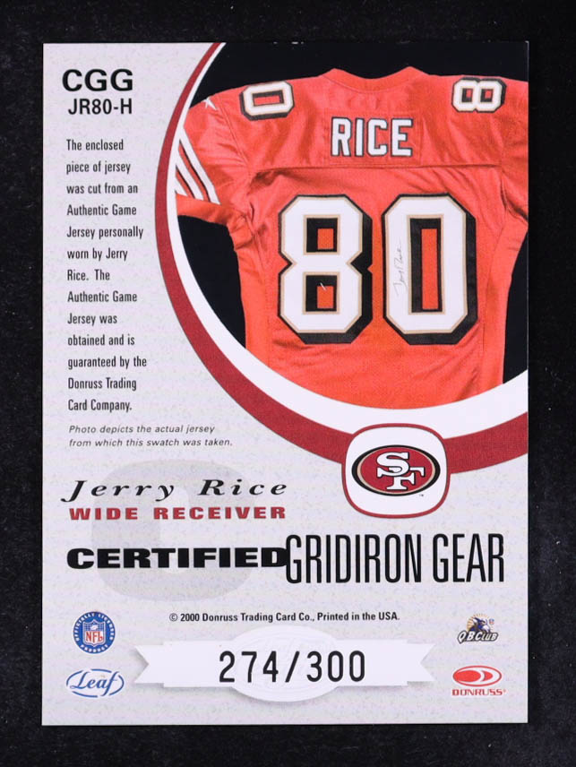 Jerry Rice 2000 Leaf Certified Gridiron Gear #JR80H #274/300 at PristineAuction.com Jerry Rice 2000 Leaf Certified Gridiron Gear #JR80H #274/300 at PristineAuction.com