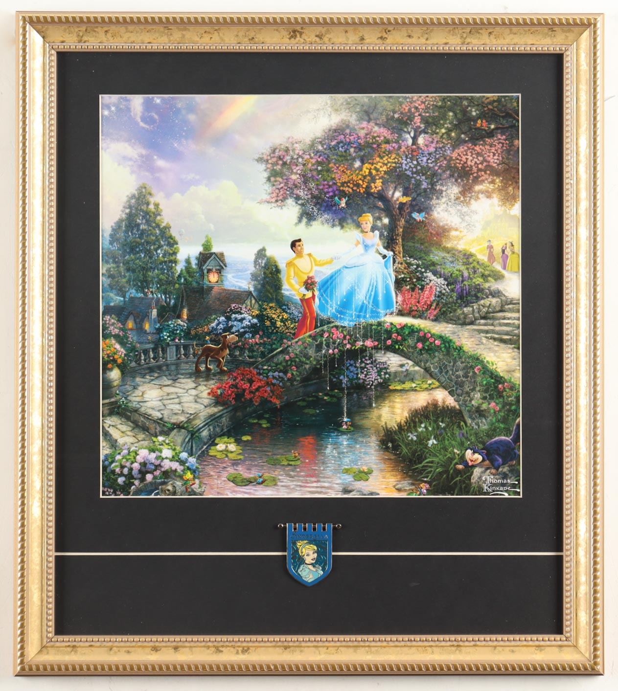 Thomas Kinkade "Cinderella" Custom Framed Print Display With Cinderella Banner Pin at PristineAuction.com Thomas Kinkade "Cinderella" Custom Framed Print Display With Cinderella Banner Pin at PristineAuction.com