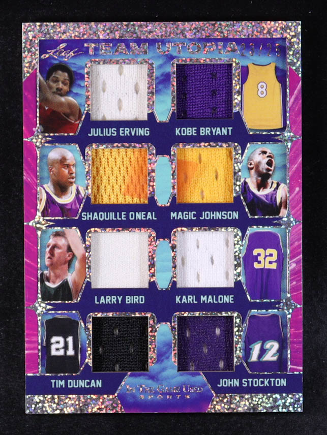Julius Erving / Kobe Bryant / Shaquille O'Neal / Magic Johnson / Larry Bird / Karl Malone / Tim Duncan / John Stockton 2022 ITG Used Sports Team Utopia Materials Silver Sparkle #TU05 #23/25 at PristineAuction.com Julius Erving / Kobe Bryant / Shaquille O'Neal / Magic Johnson / Larry Bird / Karl Malone / Tim Duncan / John Stockton 2022 ITG Used Sports Team Utopia Materials Silver Sparkle #TU05 #23/25 at PristineAuction.com