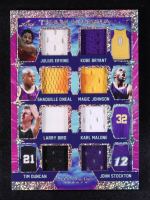 Julius Erving / Kobe Bryant / Shaquille O'Neal / Magic Johnson / Larry Bird / Karl Malone / Tim Duncan / John Stockton 2022 ITG Used Sports Team Utopia Materials Silver Sparkle #TU05 #23/25 at PristineAuction.com