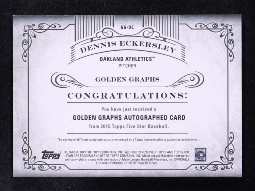 Dennis Eckersley 2015 Topps Five Star Golden Graphs #GGDE #35/50 at PristineAuction.com Dennis Eckersley 2015 Topps Five Star Golden Graphs #GGDE #35/50 at PristineAuction.com