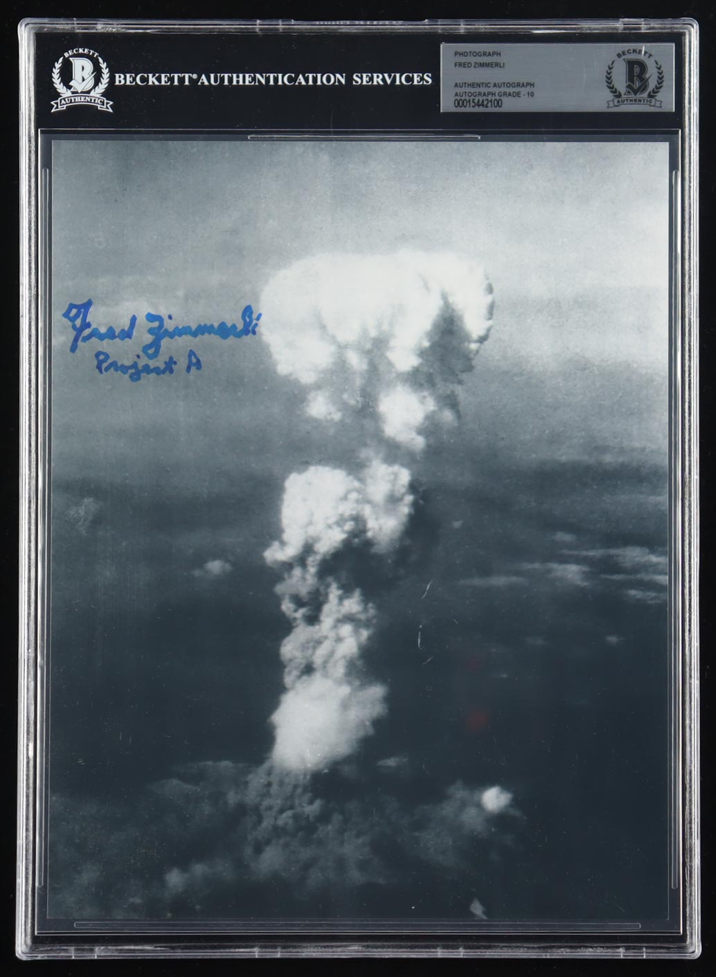 Fred Zimmerli Signed WWII 8x10 Photo Inscribed "Project A" (BAS | Autograph Grade 10) at PristineAuction.com Fred Zimmerli Signed WWII 8x10 Photo Inscribed "Project A" (BAS | Autograph Grade 10) at PristineAuction.com