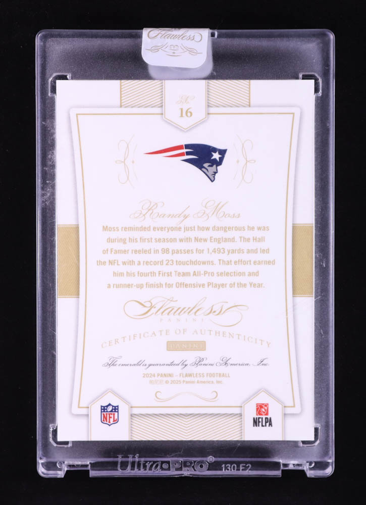 Randy Moss 2024 Panini Flawless Anniversary Emerald #16 #3/3 at PristineAuction.com Randy Moss 2024 Panini Flawless Anniversary Emerald #16 #3/3 at PristineAuction.com