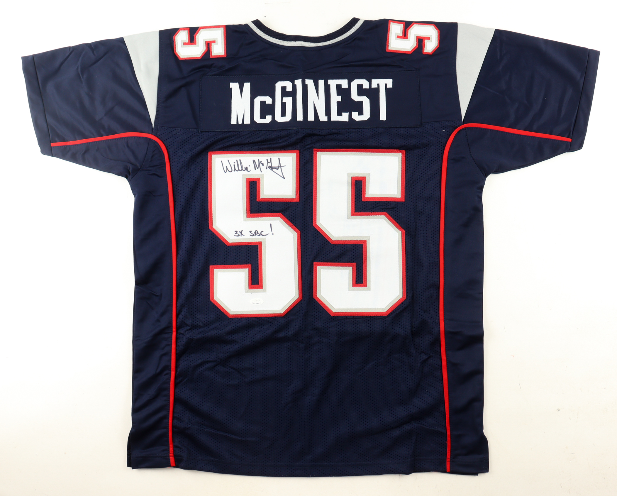 Willie McGinest Signed Jersey Inscribed "3x SBC!" (JSA) at PristineAuction.com Willie McGinest Signed Jersey Inscribed "3x SBC!" (JSA) at PristineAuction.com