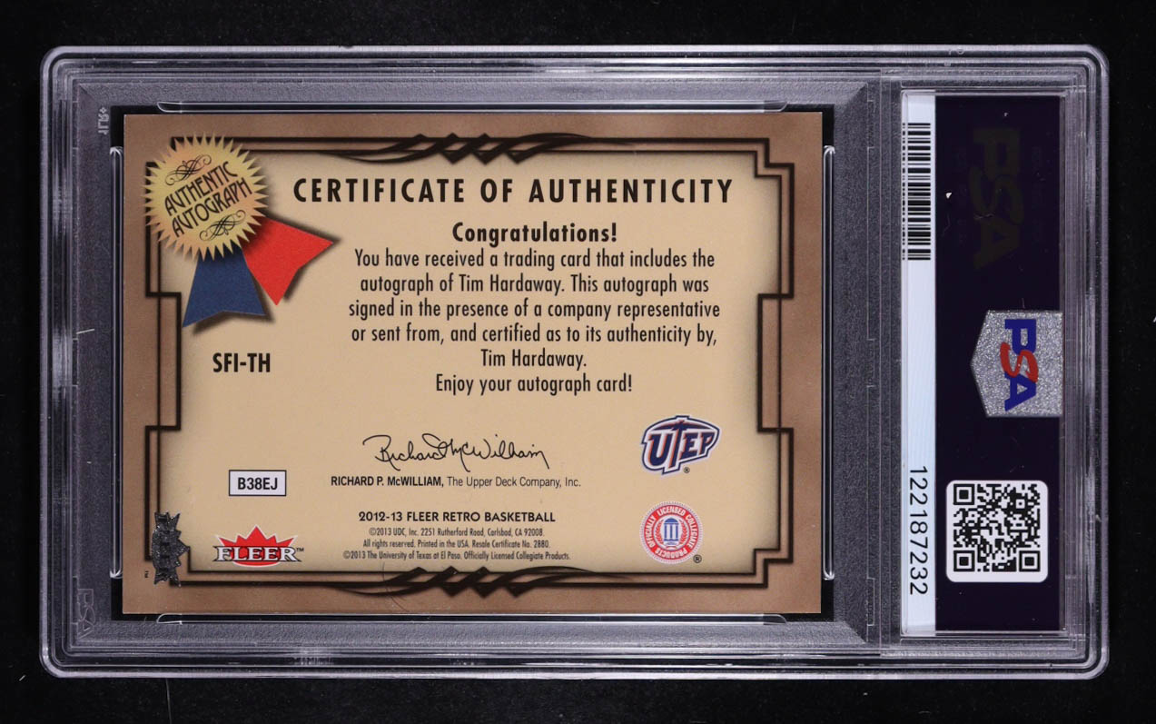 Tim Hardaway 2012-13 Fleer Retro 99-00 Flair Showcase Fresh Ink #SFITH E (PSA 8) at PristineAuction.com Tim Hardaway 2012-13 Fleer Retro 99-00 Flair Showcase Fresh Ink #SFITH E (PSA 8) at PristineAuction.com