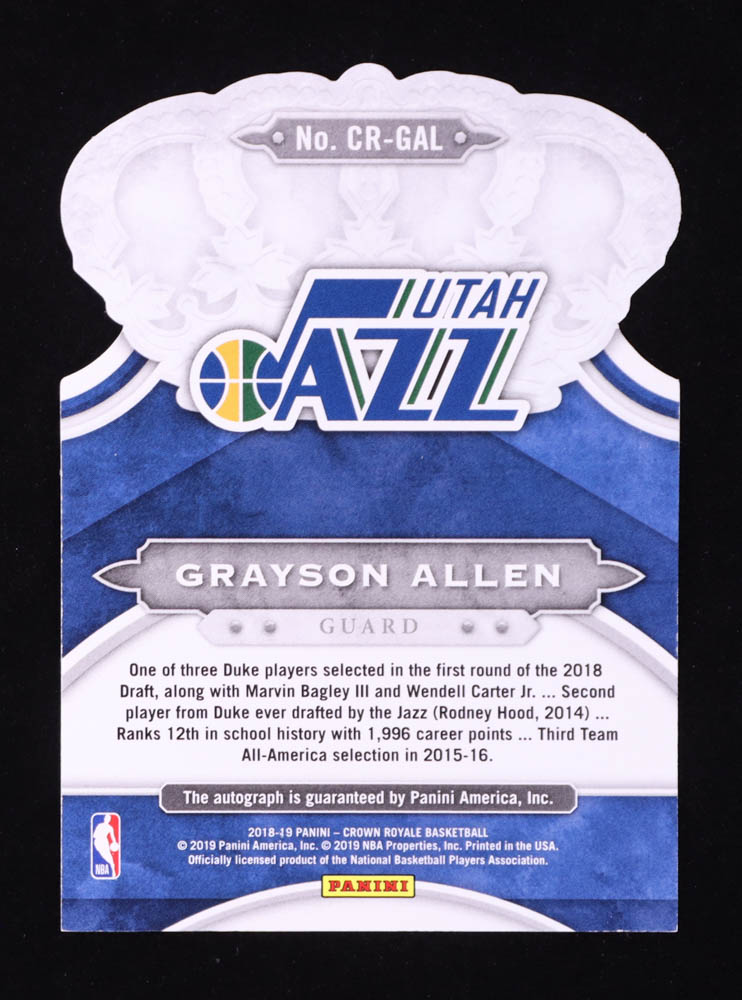 Grayson Allen 2018-19 Crown Royale Crown Autographs Rookies Red #31 RC #14/99 at PristineAuction.com Grayson Allen 2018-19 Crown Royale Crown Autographs Rookies Red #31 RC #14/99 at PristineAuction.com
