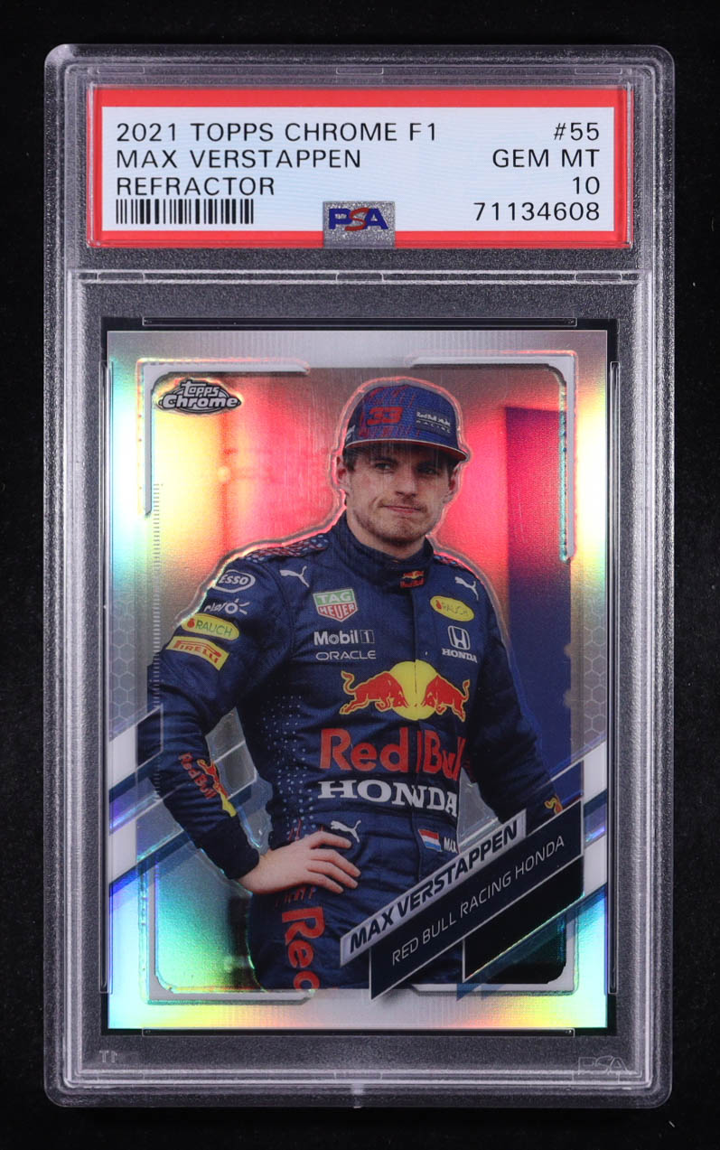 Max Verstappen 2021 Topps Chrome Formula 1 Refractors #55 (PSA 10) at PristineAuction.com Max Verstappen 2021 Topps Chrome Formula 1 Refractors #55 (PSA 10) at PristineAuction.com