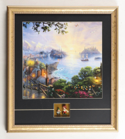 Thomas Kinkade "Pinocchio Treasure Island" Custom Framed Print Display with (2) Vintage 1960 Disney Figurines at PristineAuction.com