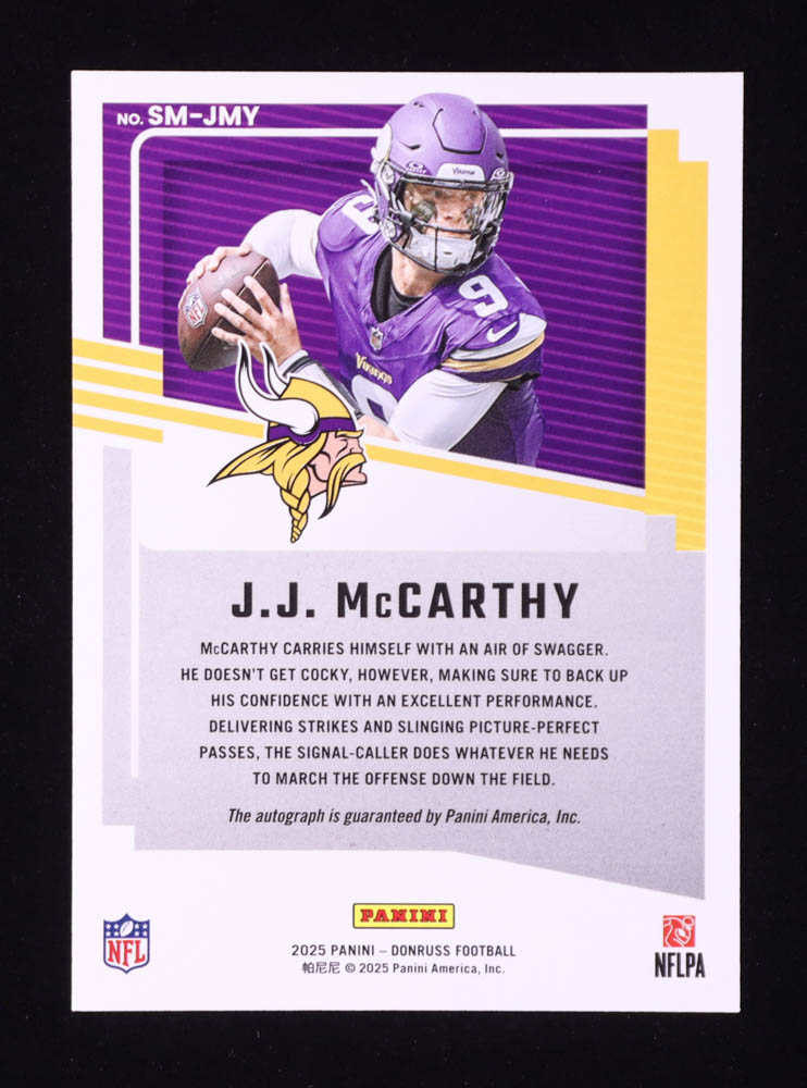 JJ McCarthy 2025 Donruss Signature Marks #1 RC at PristineAuction.com JJ McCarthy 2025 Donruss Signature Marks #1 RC at PristineAuction.com