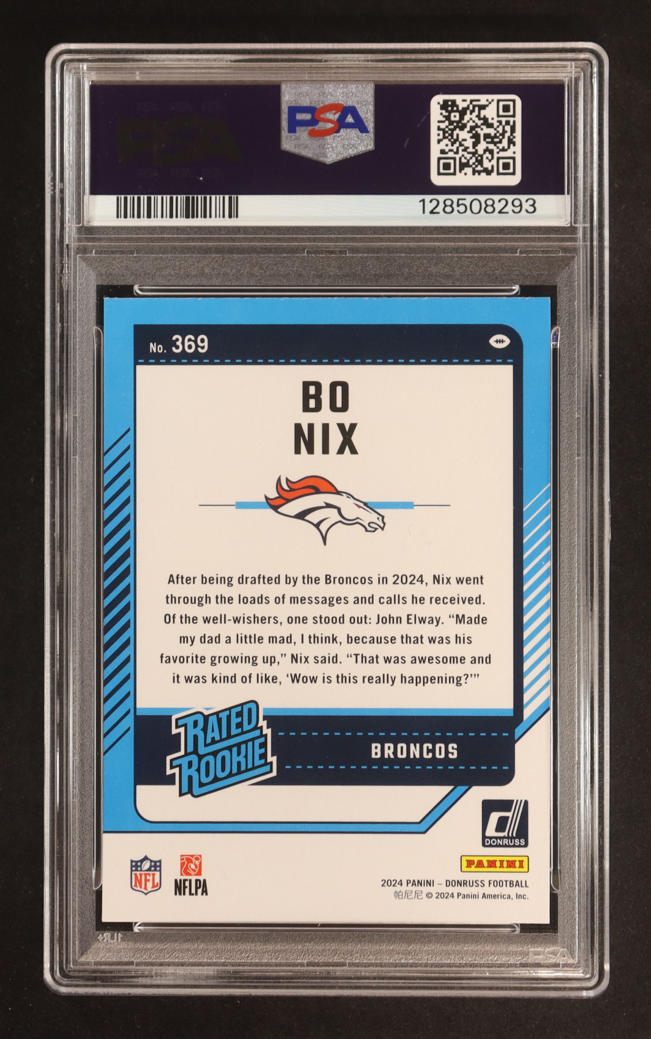 Bo Nix 2024 Donruss #369 RR RC (PSA 9) at PristineAuction.com Bo Nix 2024 Donruss #369 RR RC (PSA 9) at PristineAuction.com