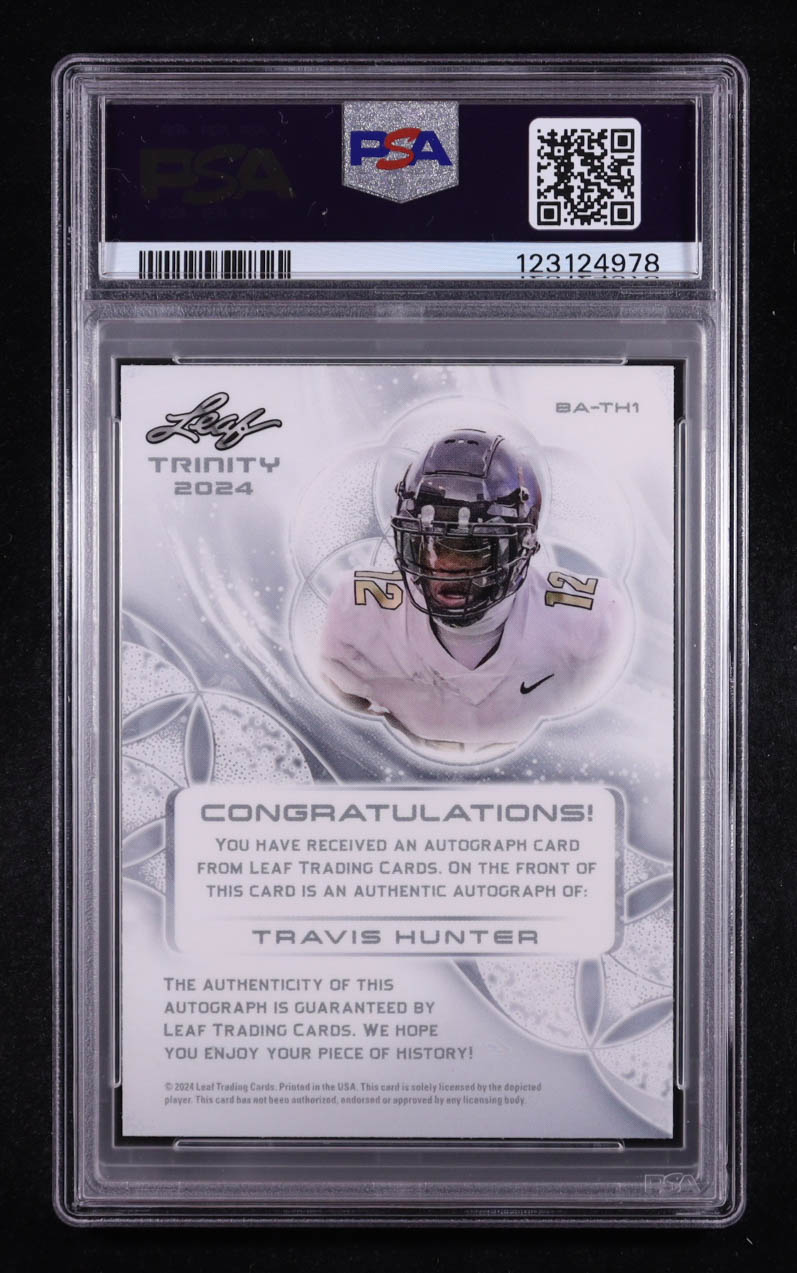 Travis Hunter 2024 Leaf Trinity Platinum #BATH1 #37/49 RC (PSA 9) at PristineAuction.com Travis Hunter 2024 Leaf Trinity Platinum #BATH1 #37/49 RC (PSA 9) at PristineAuction.com