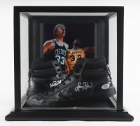 Magic Johnson & Larry Bird Signed Converse Weapon Black Leather Shoes With Wood & Glass Display Case (PSA & Beckett) at PristineAuction.com