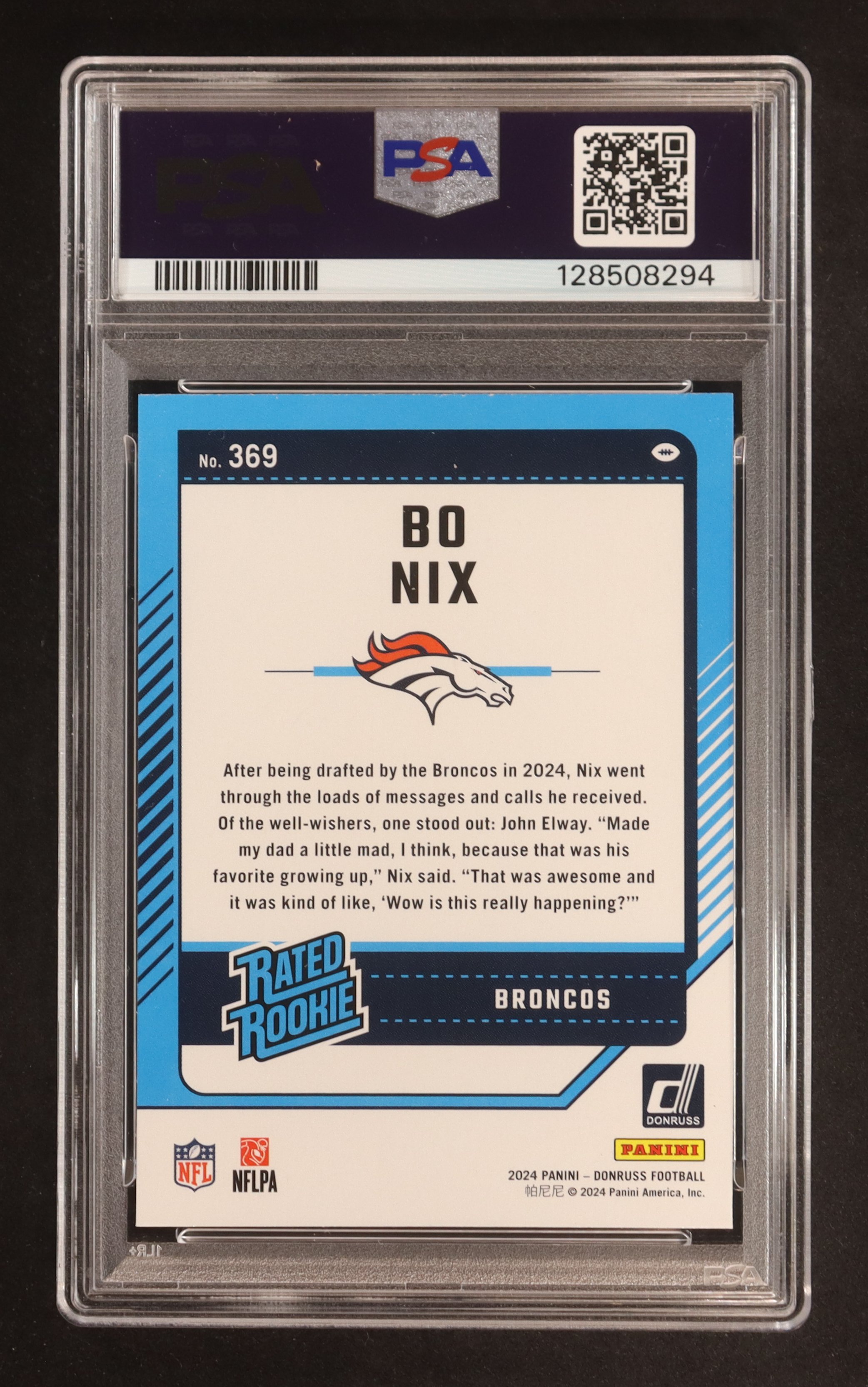 Bo Nix 2024 Donruss #369 RR RC (PSA 9) at PristineAuction.com Bo Nix 2024 Donruss #369 RR RC (PSA 9) at PristineAuction.com