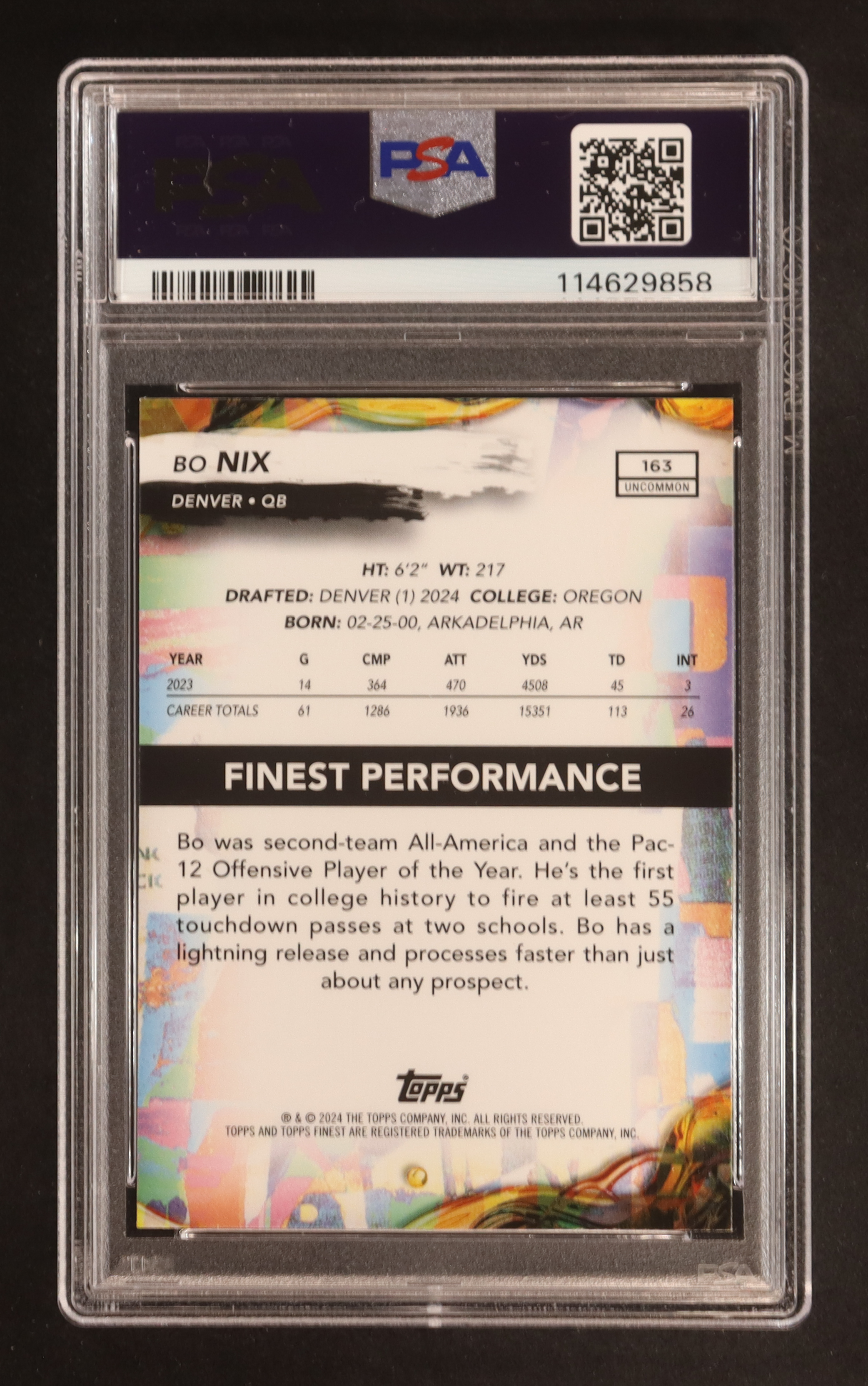 Bo Nix 2024 Finest #163 RC (PSA 9) at PristineAuction.com Bo Nix 2024 Finest #163 RC (PSA 9) at PristineAuction.com