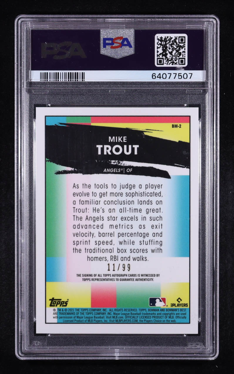 Mike Trout 2021 Bowman's Best Bowman Masterpieces Autographs #BM2 #11/99 (PSA 10) at PristineAuction.com Mike Trout 2021 Bowman's Best Bowman Masterpieces Autographs #BM2 #11/99 (PSA 10) at PristineAuction.com