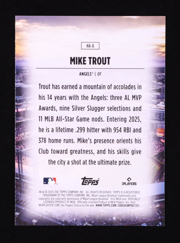 Mike Trout 2025 Topps Home Field Advantage #HA6 at PristineAuction.com Mike Trout 2025 Topps Home Field Advantage #HA6 at PristineAuction.com