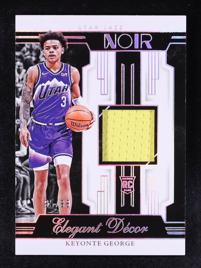 Keyonte George 2023-24 Panini Noir Elegant Decor Rookie Jerseys #12 #95/99 RC at PristineAuction.com Keyonte George 2023-24 Panini Noir Elegant Decor Rookie Jerseys #12 #95/99 RC at PristineAuction.com