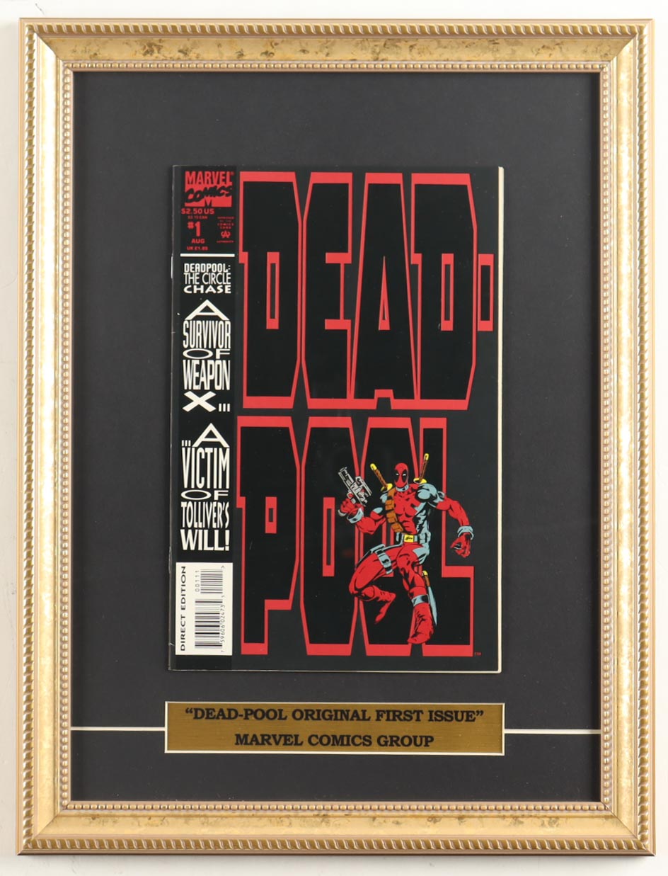 1993 "Dead Pool" Issue #1 Custom Framed Marvel Comic Book Display with Spider-Man Pin at PristineAuction.com 1993 "Dead Pool" Issue #1 Custom Framed Marvel Comic Book Display with Spider-Man Pin at PristineAuction.com