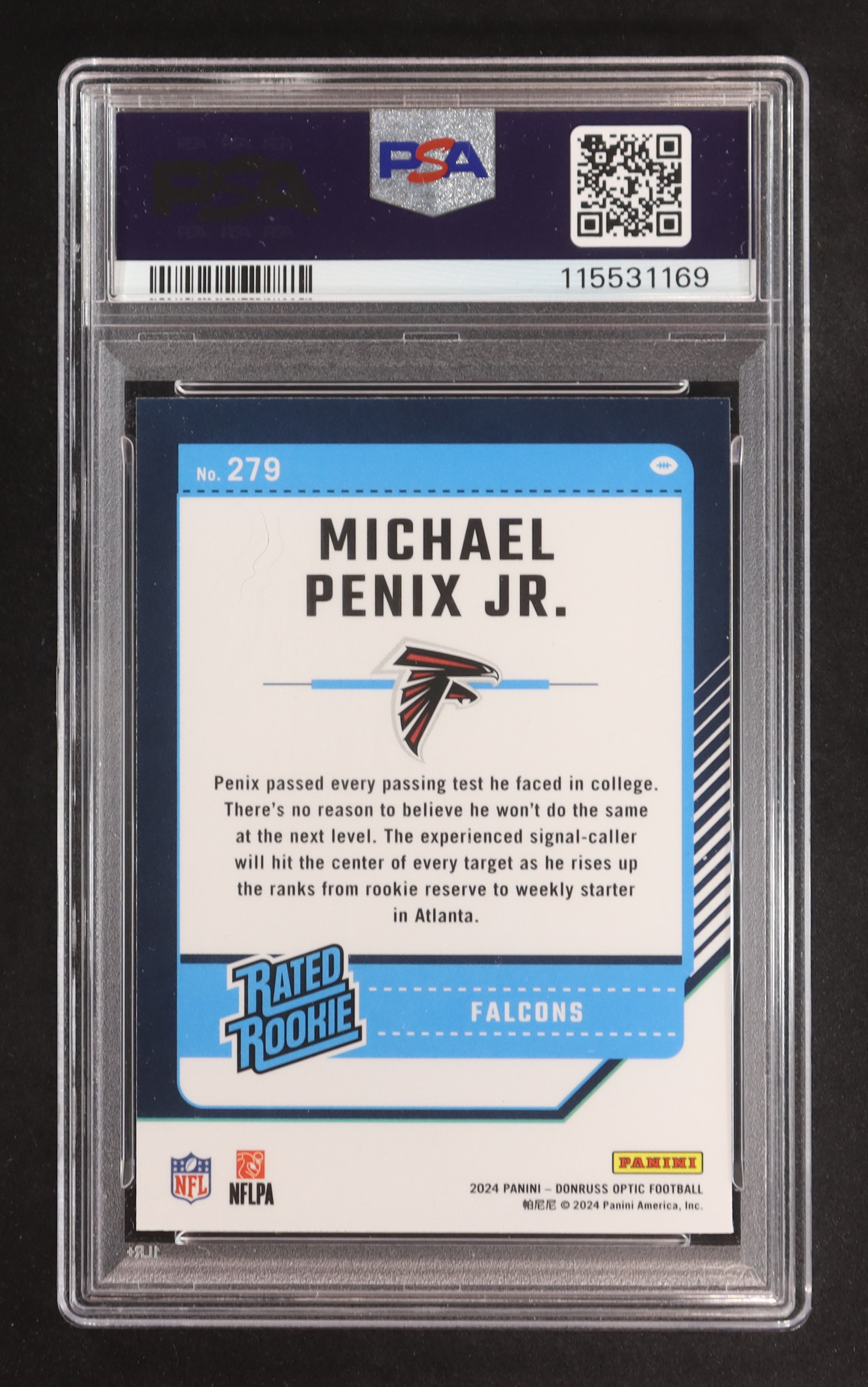 Michael Penix Jr. 2024 Donruss Optic #279 RR RC (PSA 9) at PristineAuction.com Michael Penix Jr. 2024 Donruss Optic #279 RR RC (PSA 9) at PristineAuction.com