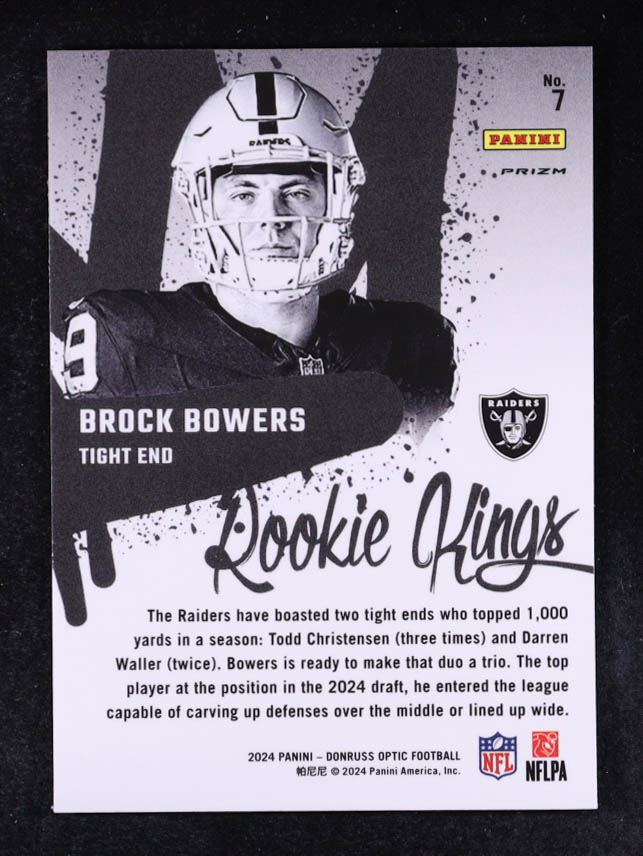 Brock Bowers 2024 Donruss Optic Rookie Kings #7 RC at PristineAuction.com Brock Bowers 2024 Donruss Optic Rookie Kings #7 RC at PristineAuction.com