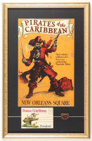 Disney's Disneyland Pirates of the Caribbean Custom Framed Photo Display with Vintage Portfolio & Pirates Brass Pin at PristineAuction.com