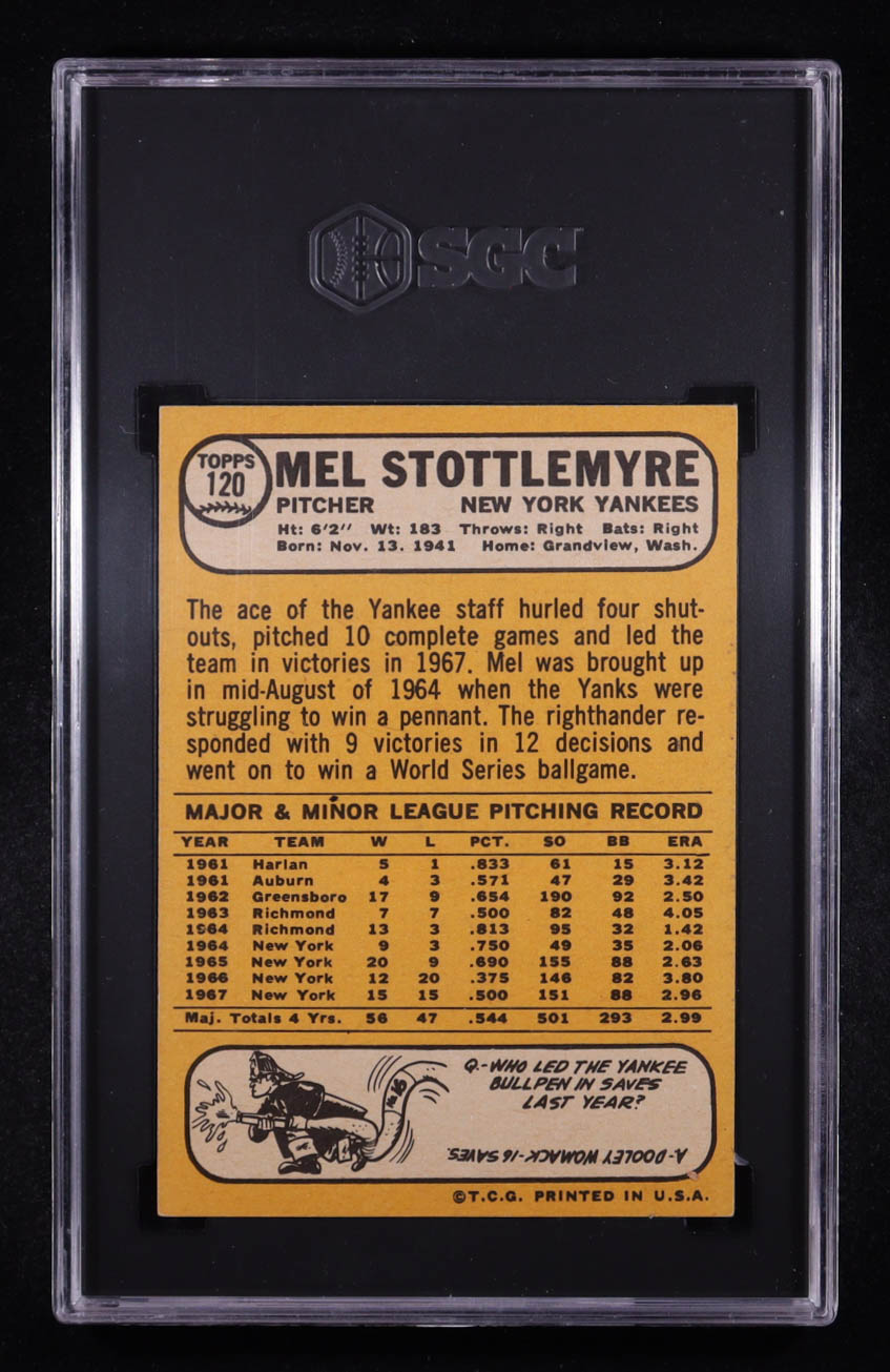 Mel Stottlemyre 1968 Topps #120 (SGC 6) at PristineAuction.com Mel Stottlemyre 1968 Topps #120 (SGC 6) at PristineAuction.com