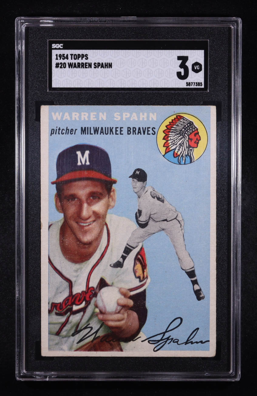 Warren Spahn 1954 Topps #20 (SGC 3) at PristineAuction.com Warren Spahn 1954 Topps #20 (SGC 3) at PristineAuction.com
