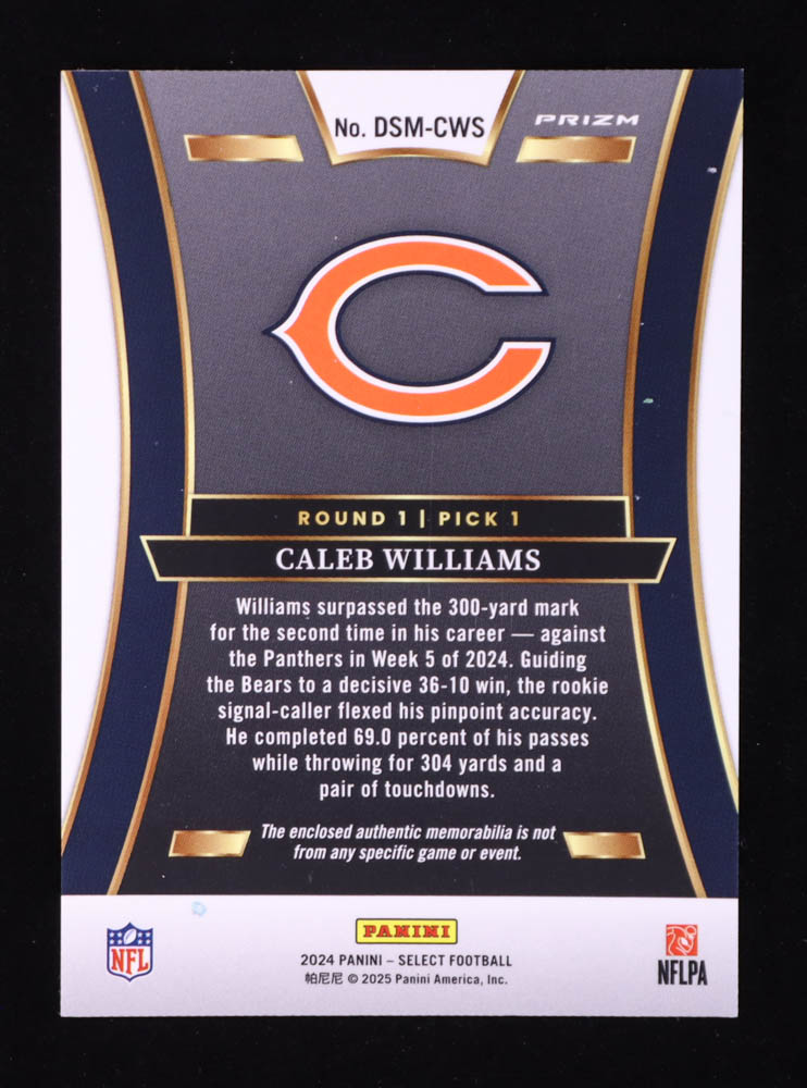 Caleb Williams 2024 Select Draft Selections Memorabilia Prizm Red #1 RC at PristineAuction.com Caleb Williams 2024 Select Draft Selections Memorabilia Prizm Red #1 RC at PristineAuction.com