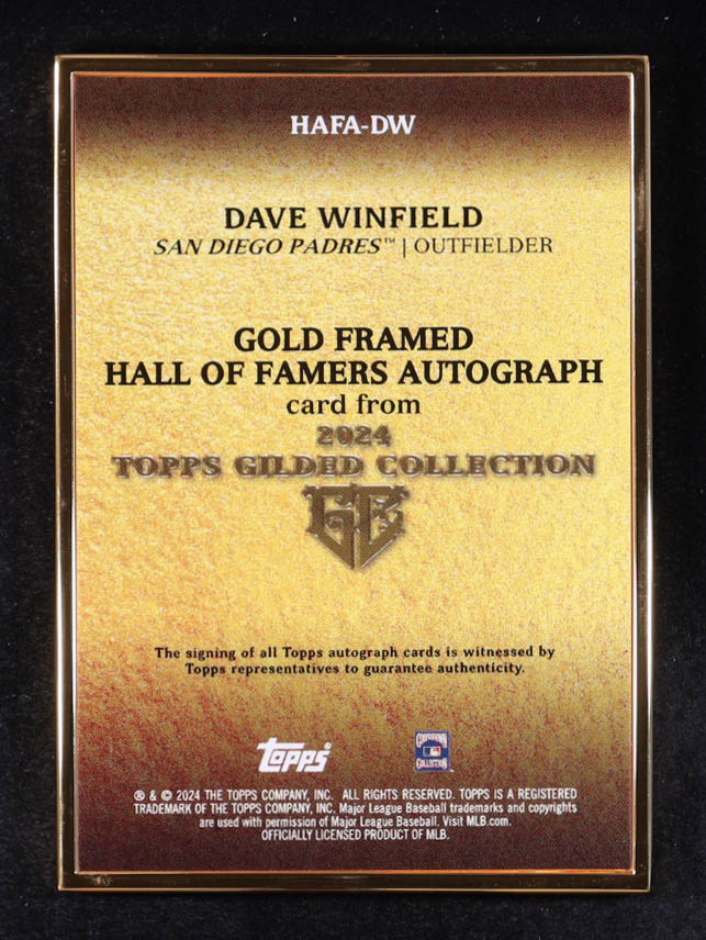 Dave Winfield 2024 Topps Gilded Collection Gold Framed Hall of Famers Autographs Rose Gold #HAFADW #35/50 at PristineAuction.com Dave Winfield 2024 Topps Gilded Collection Gold Framed Hall of Famers Autographs Rose Gold #HAFADW #35/50 at PristineAuction.com