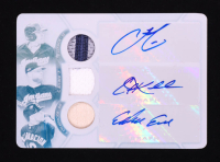 Francisco Lindor / Corey Kluber / Edwin Encarnacion 2017 Topps Triple Threads Autograph Relic Combos Printing Plates Black #ARCLKE #1/1 at PristineAuction.com