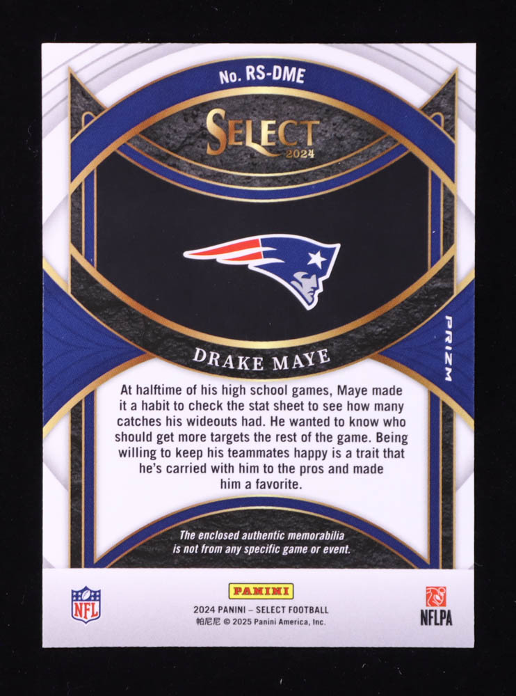 Drake Maye 2024 Select Rookie Swatches Prizm Red #21 RC at PristineAuction.com Drake Maye 2024 Select Rookie Swatches Prizm Red #21 RC at PristineAuction.com