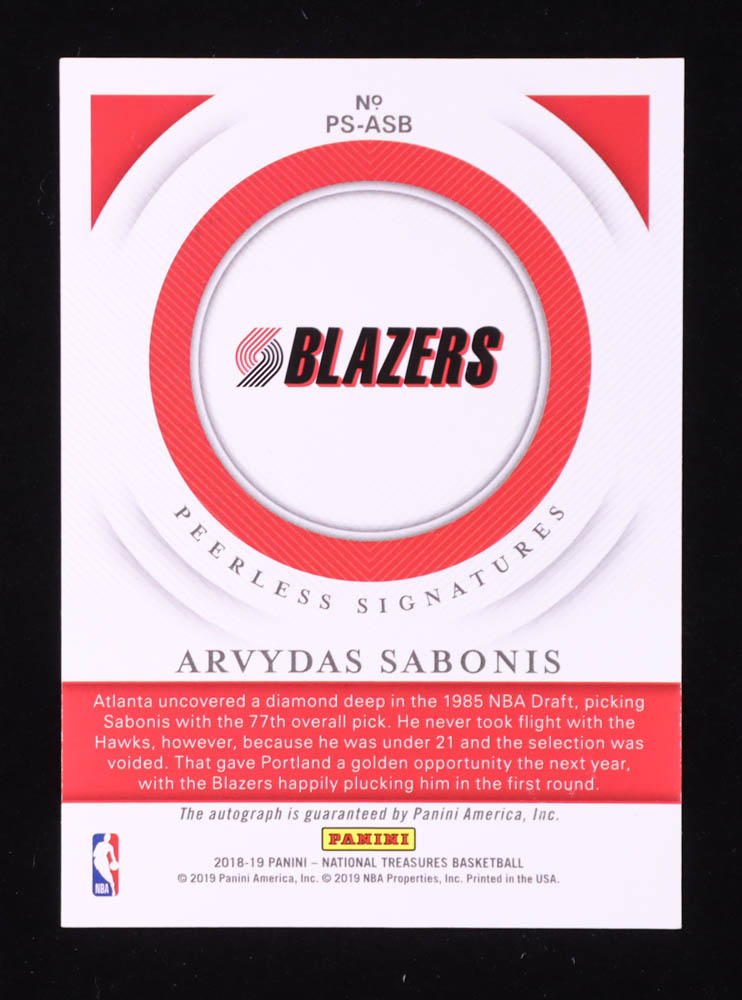 Arvydas Sabonis 2018-19 Panini National Treasures Peerless Signatures #47 #89/99 at PristineAuction.com Arvydas Sabonis 2018-19 Panini National Treasures Peerless Signatures #47 #89/99 at PristineAuction.com
