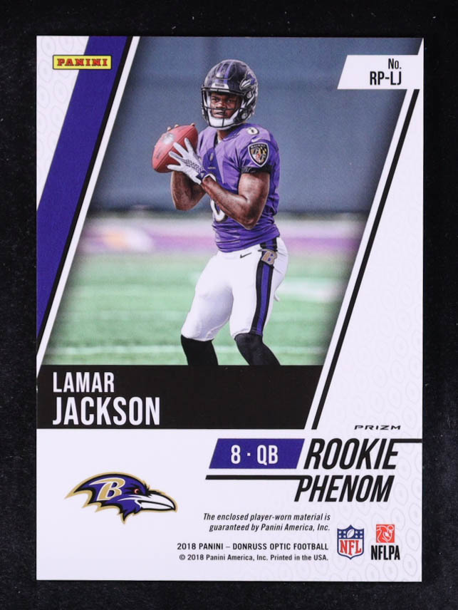 Lamar Jackson 2018 Donruss Optic Rookie Phenoms Jerseys Red and Yellow #18 RC at PristineAuction.com Lamar Jackson 2018 Donruss Optic Rookie Phenoms Jerseys Red and Yellow #18 RC at PristineAuction.com
