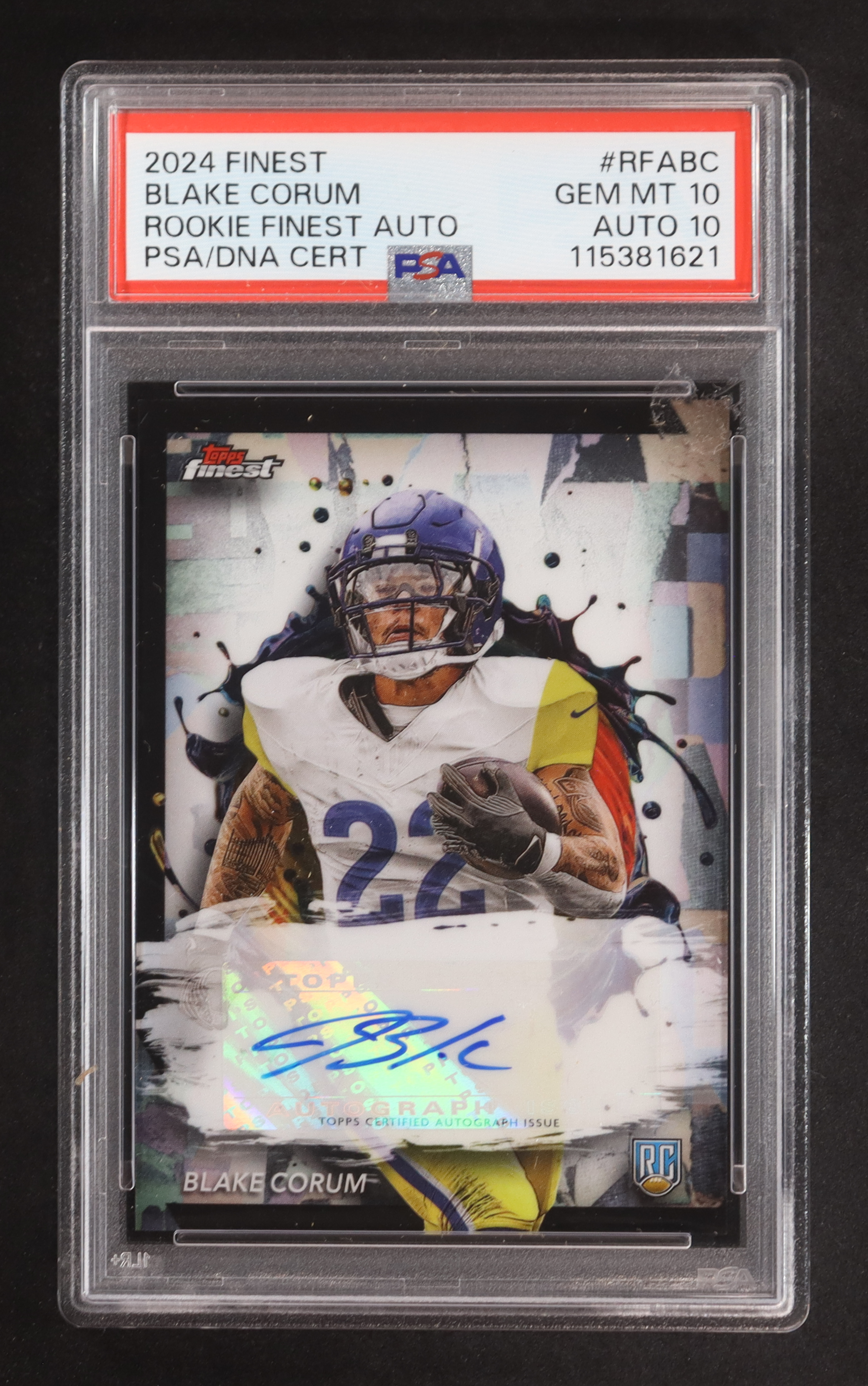 Blake Corum 2024 Finest Rookie Autographs #RFABC RC (PSA 10 | Autograph Graded PSA 10) at PristineAuction.com Blake Corum 2024 Finest Rookie Autographs #RFABC RC (PSA 10 | Autograph Graded PSA 10) at PristineAuction.com