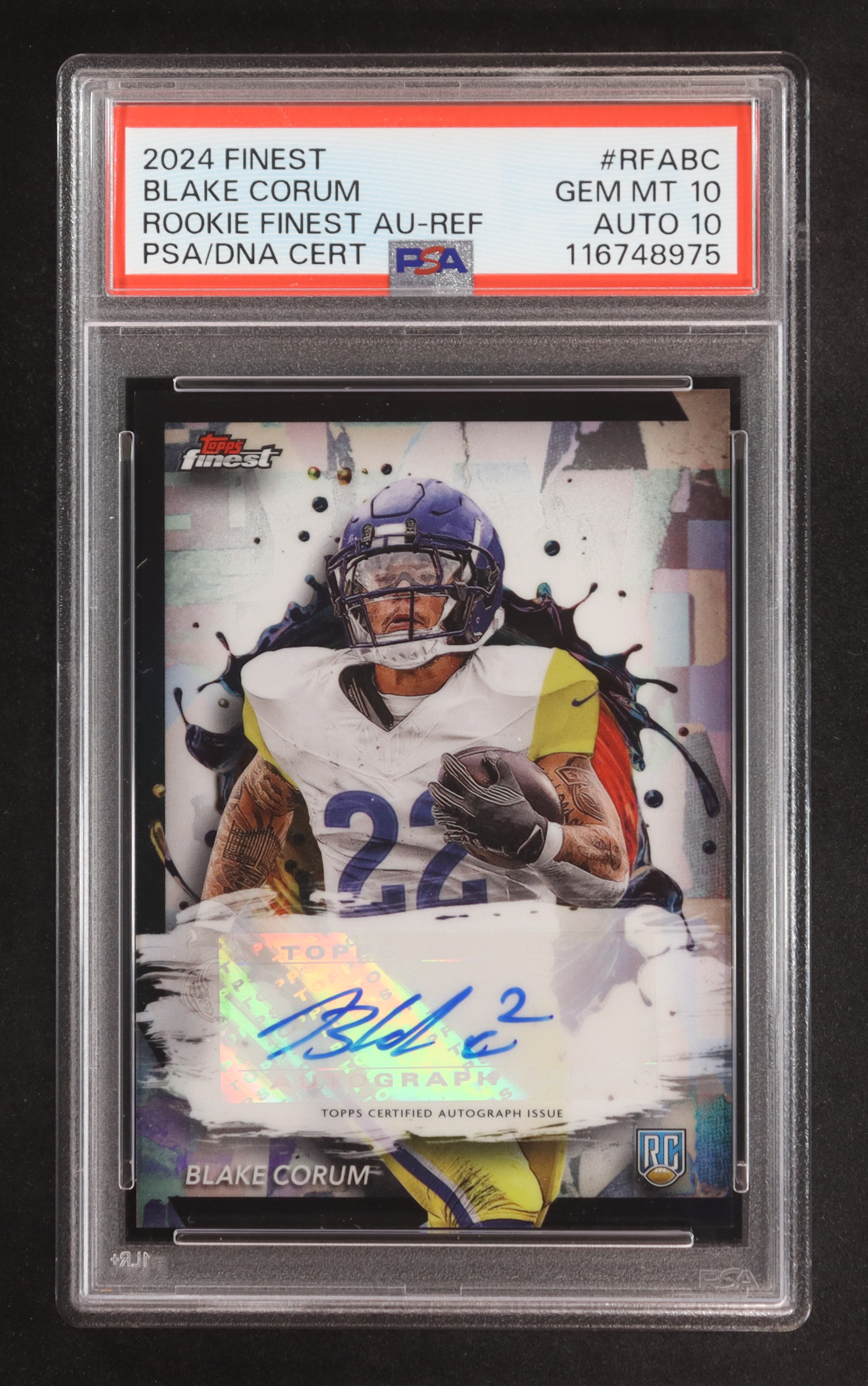 Blake Corum 2024 Finest Rookie Autographs #RFABC RC (PSA 10 | Autograph Graded PSA 10) at PristineAuction.com Blake Corum 2024 Finest Rookie Autographs #RFABC RC (PSA 10 | Autograph Graded PSA 10) at PristineAuction.com