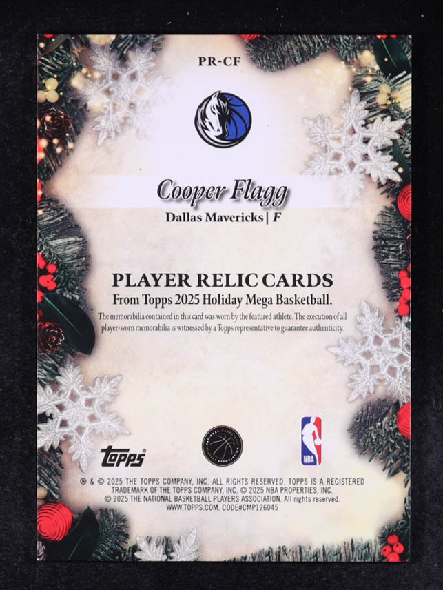 Cooper Flagg 2025-26 Topps Holiday Relics #PRCF RC at PristineAuction.com Cooper Flagg 2025-26 Topps Holiday Relics #PRCF RC at PristineAuction.com
