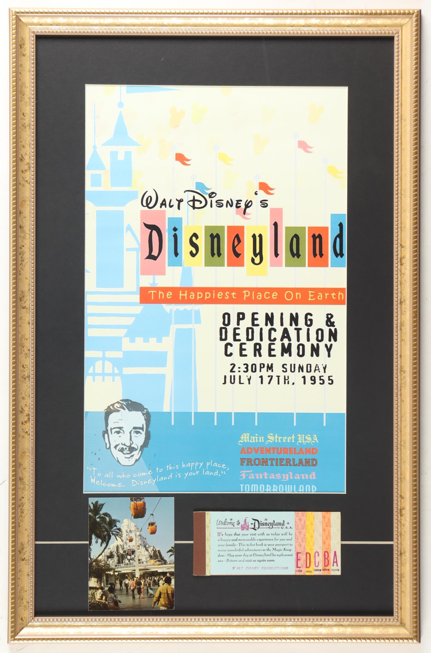 Disney's "Opening Day" Custom Framed Art Print Display with Ticket Book & Postcard at PristineAuction.com Disney's "Opening Day" Custom Framed Art Print Display with Ticket Book & Postcard at PristineAuction.com