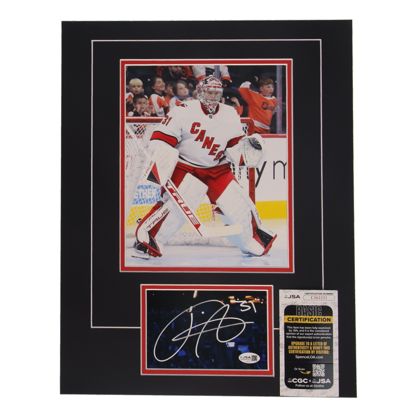 Frederik Andersen Signed Hurricanes Custom Cut Lithograph Display with Photo (JSA) at PristineAuction.com Frederik Andersen Signed Hurricanes Custom Cut Lithograph Display with Photo (JSA) at PristineAuction.com