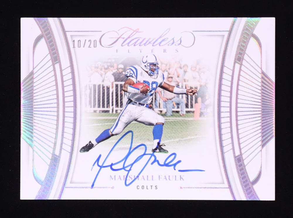Marshall Faulk 2024 Panini Flawless Flawless Flyers Autographs Silver #16 #10/20 at PristineAuction.com Marshall Faulk 2024 Panini Flawless Flawless Flyers Autographs Silver #16 #10/20 at PristineAuction.com