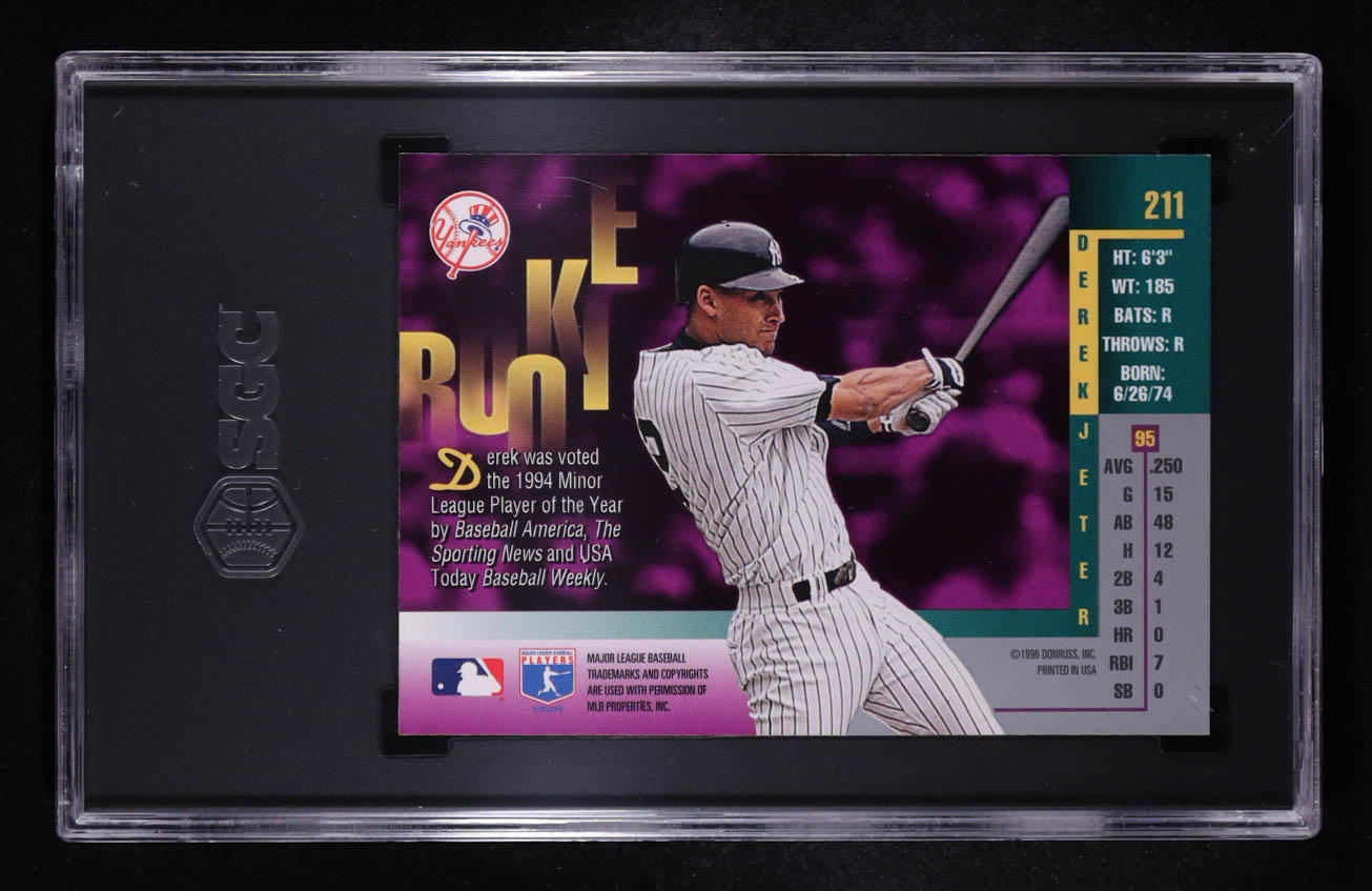 Derek Jeter 1996 Leaf #211 RC (SGC 9) at PristineAuction.com Derek Jeter 1996 Leaf #211 RC (SGC 9) at PristineAuction.com
