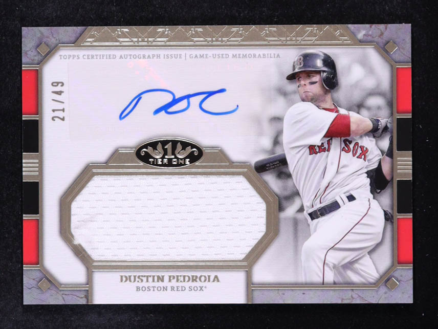 Dustin Pedroia 2024 Topps Tier One Jumbo Relic Autographs #AT1JRDP #21/49 at PristineAuction.com Dustin Pedroia 2024 Topps Tier One Jumbo Relic Autographs #AT1JRDP #21/49 at PristineAuction.com